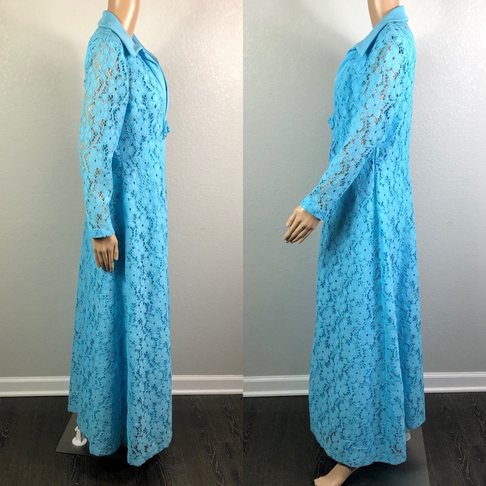 Vintage 69s 70s Lace Maxi Dress/Mother of the Bride Dress - Picture 2 of 16